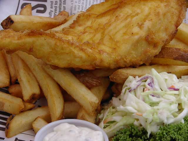 fried fish atop waxed faux London Times