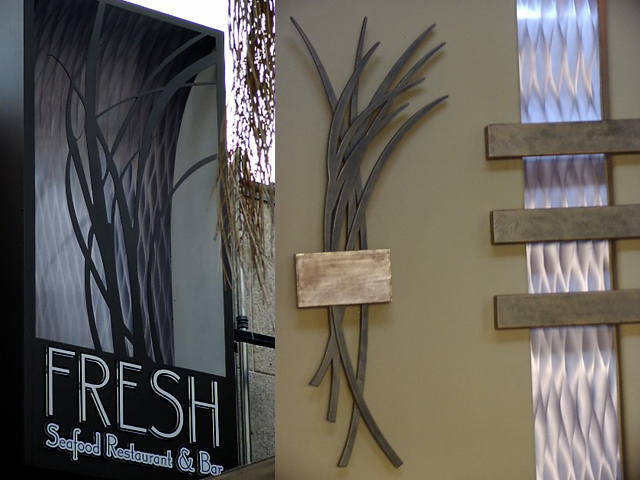 outdoor sign and indoor art panel