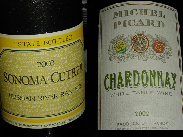 pair of chardonnay bottles