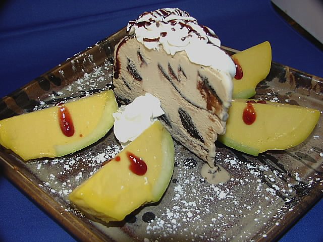 TWO SPOONS UP mango sorbet and mud pie
